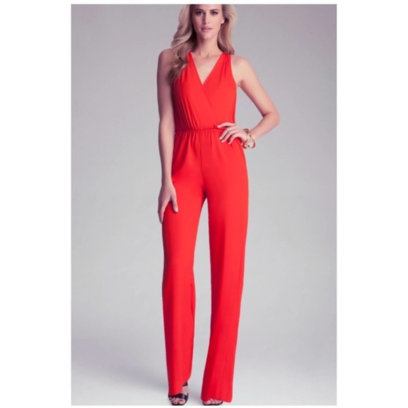 NWT bebe Sz 8 Open Back Bright Orange/Red Jumpsuit Romper - Picture 8 of 12